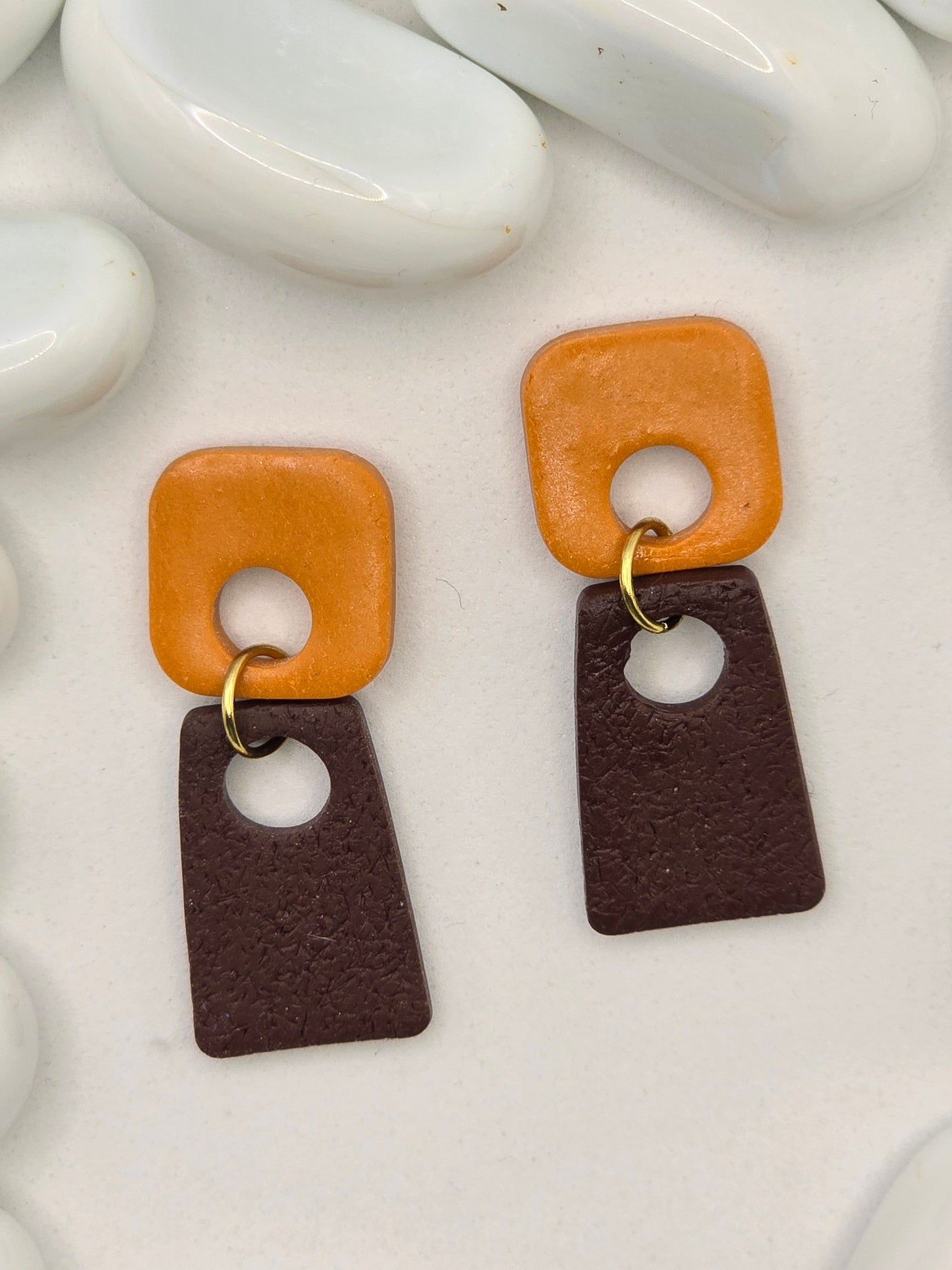 Square Duet Drop Earrings (various Colours)