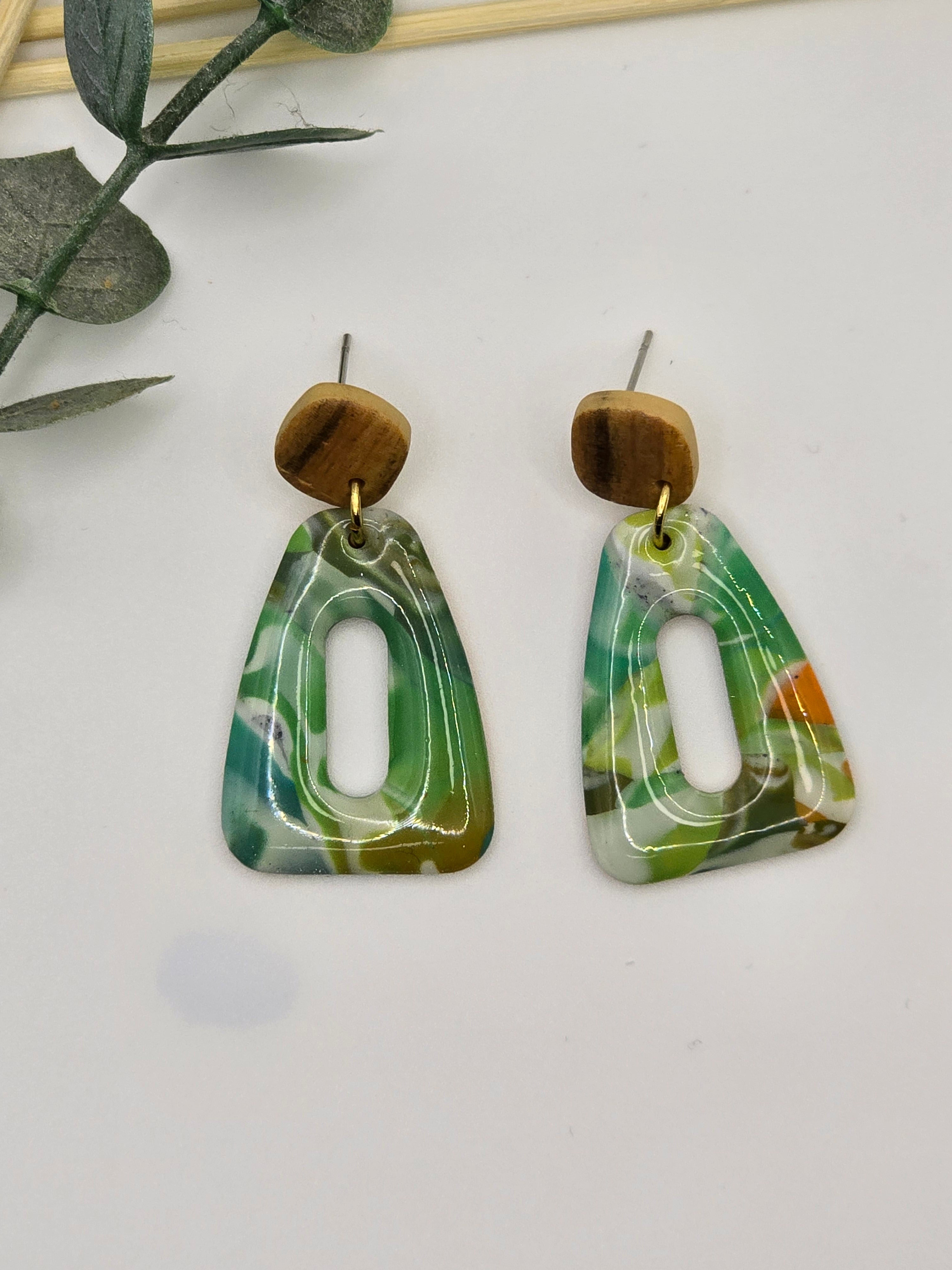 Mokume Gane Drop Earrings