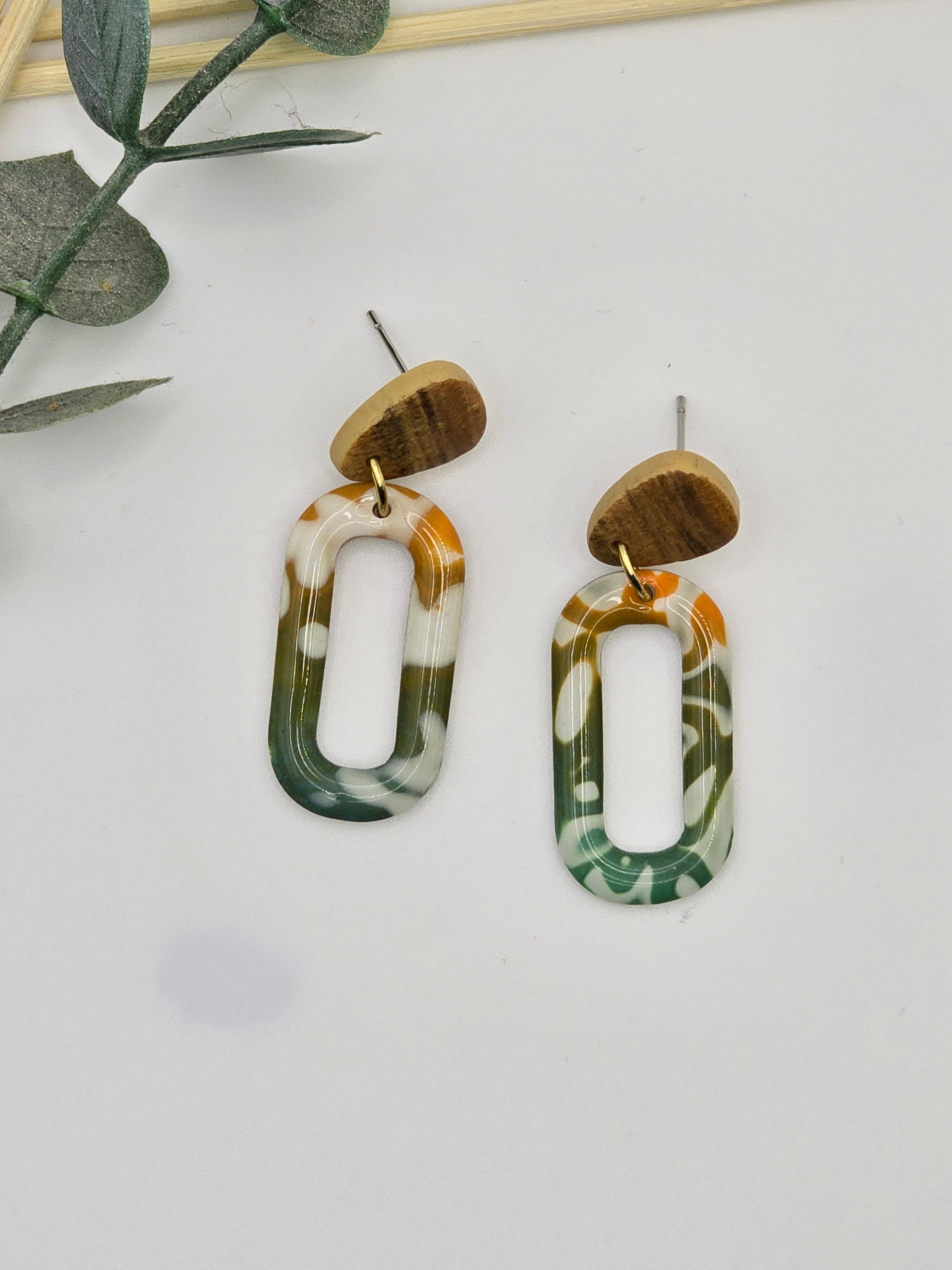 Mokume Gane Drop Earrings