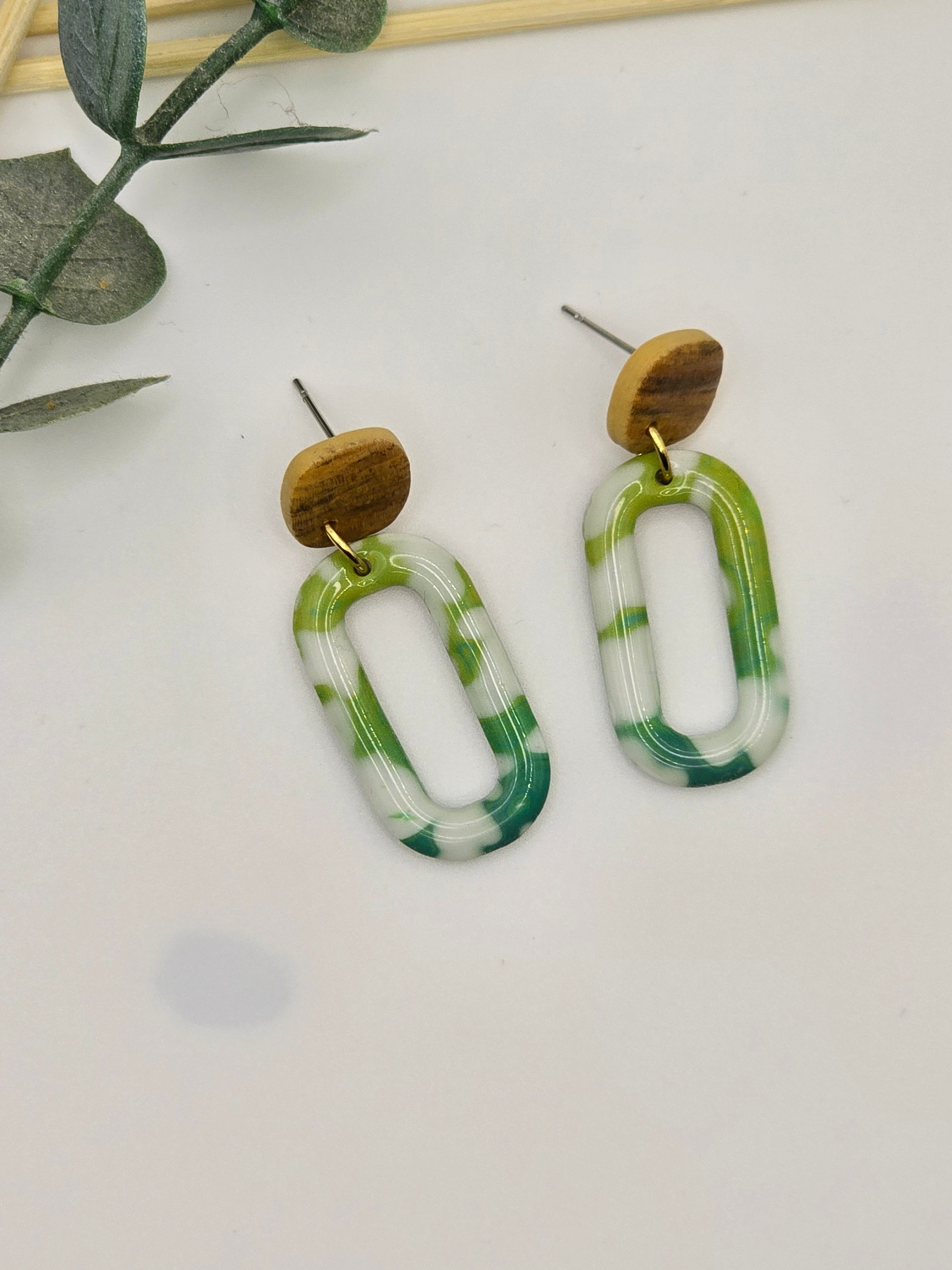 Mokume Gane Drop Earrings