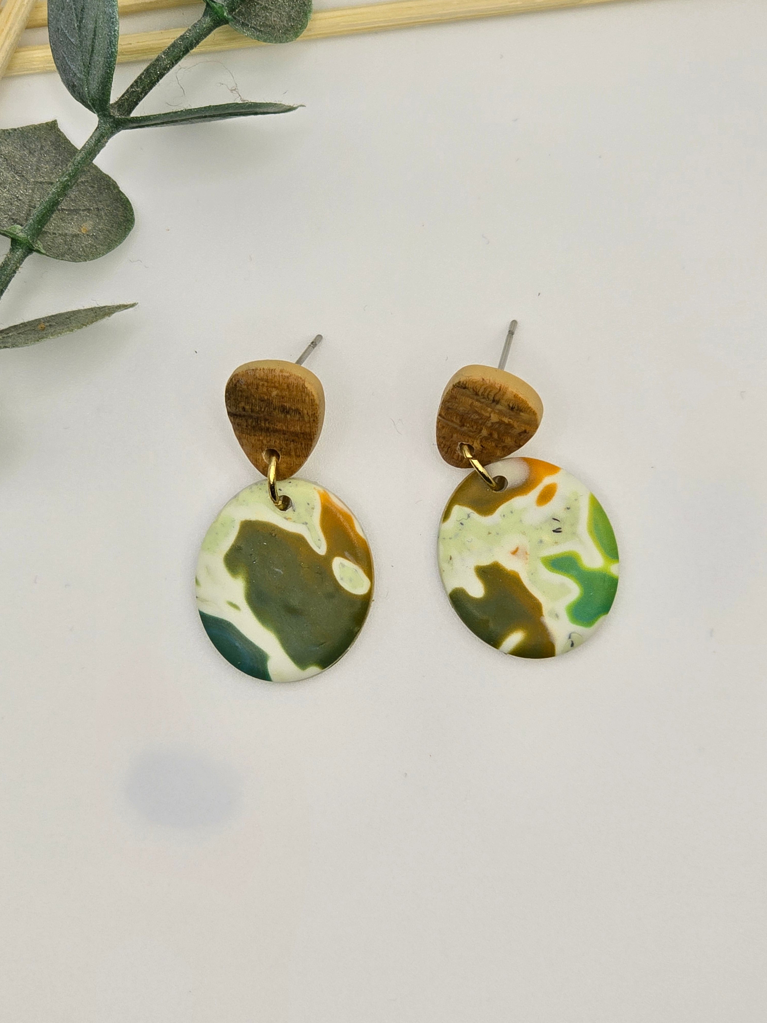 Mokume Gane Drop Earrings