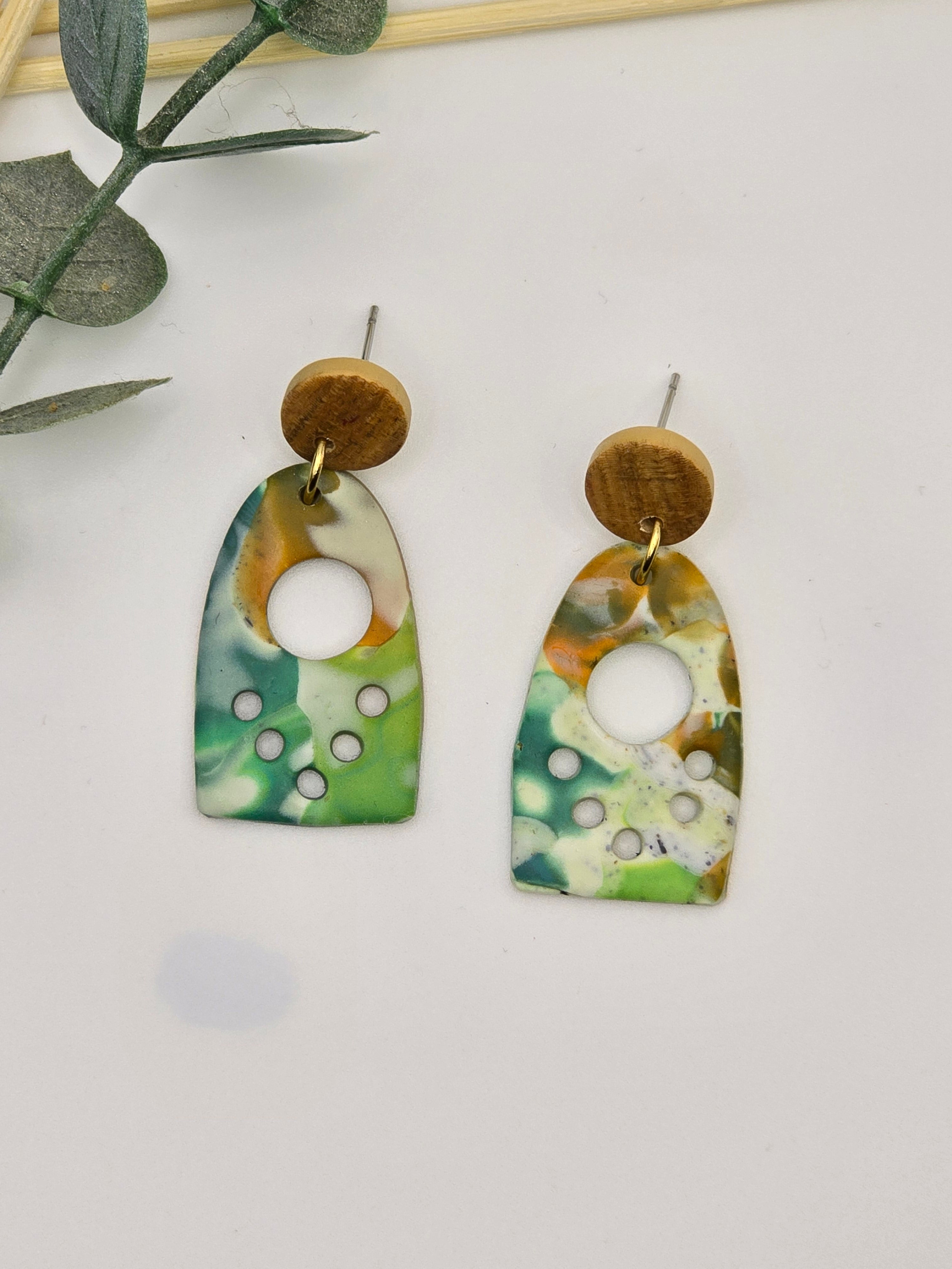 Mokume Gane Drop Earrings