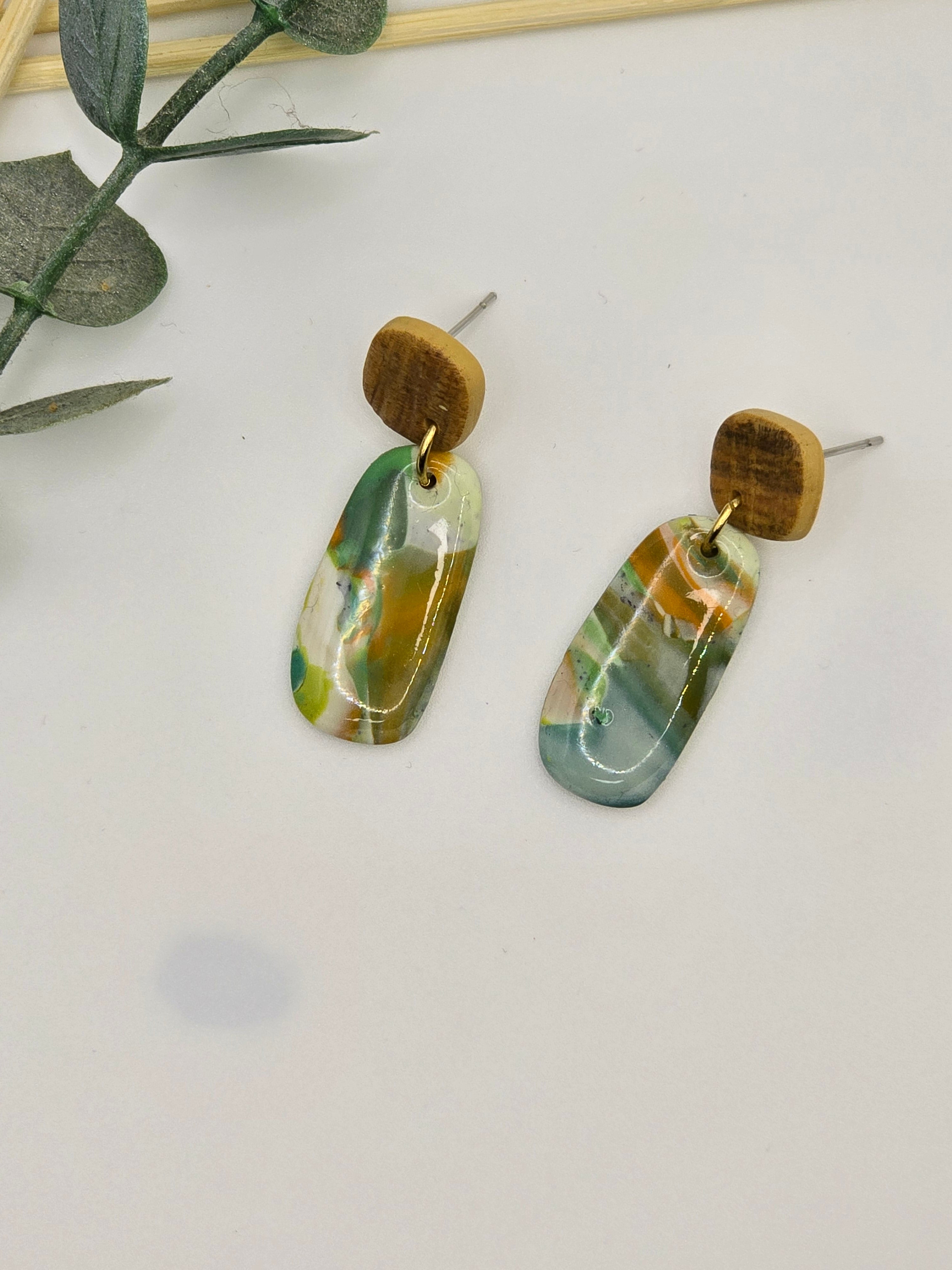 Mokume Gane Drop Earrings