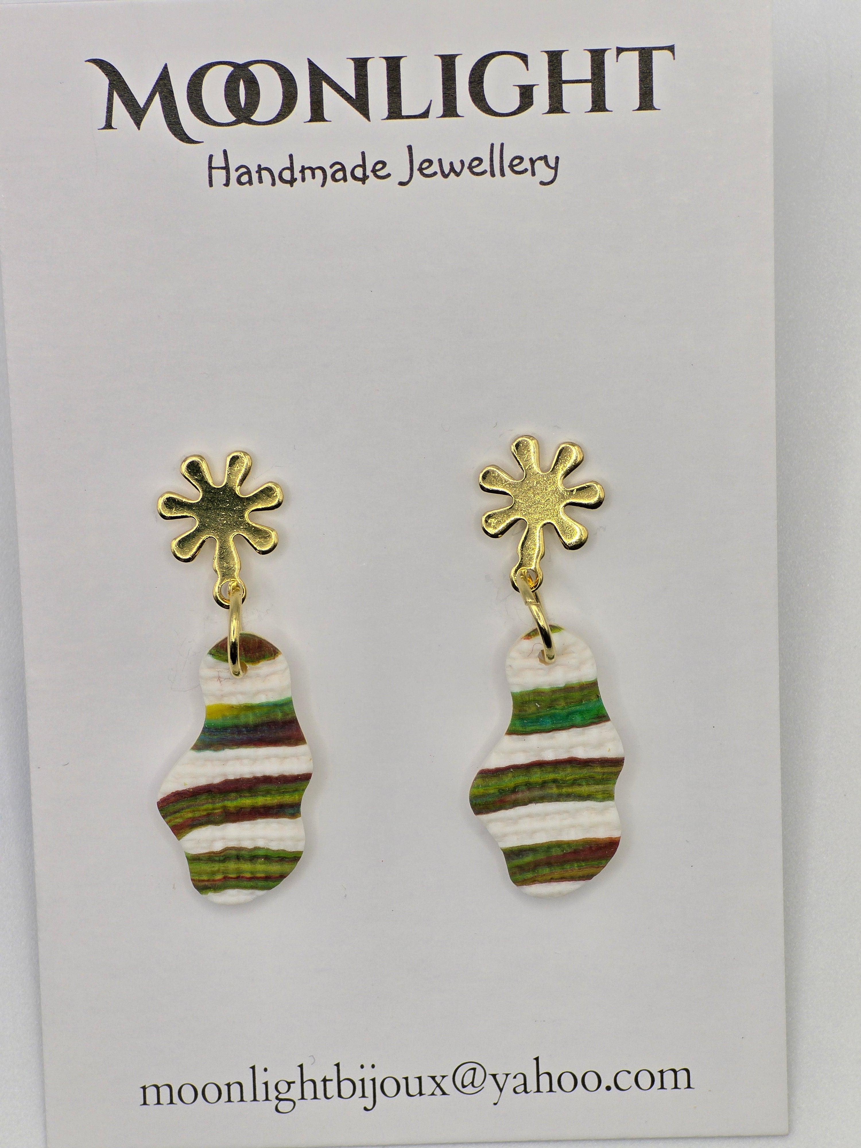 Multi Colour Textured Earrings  - Lines