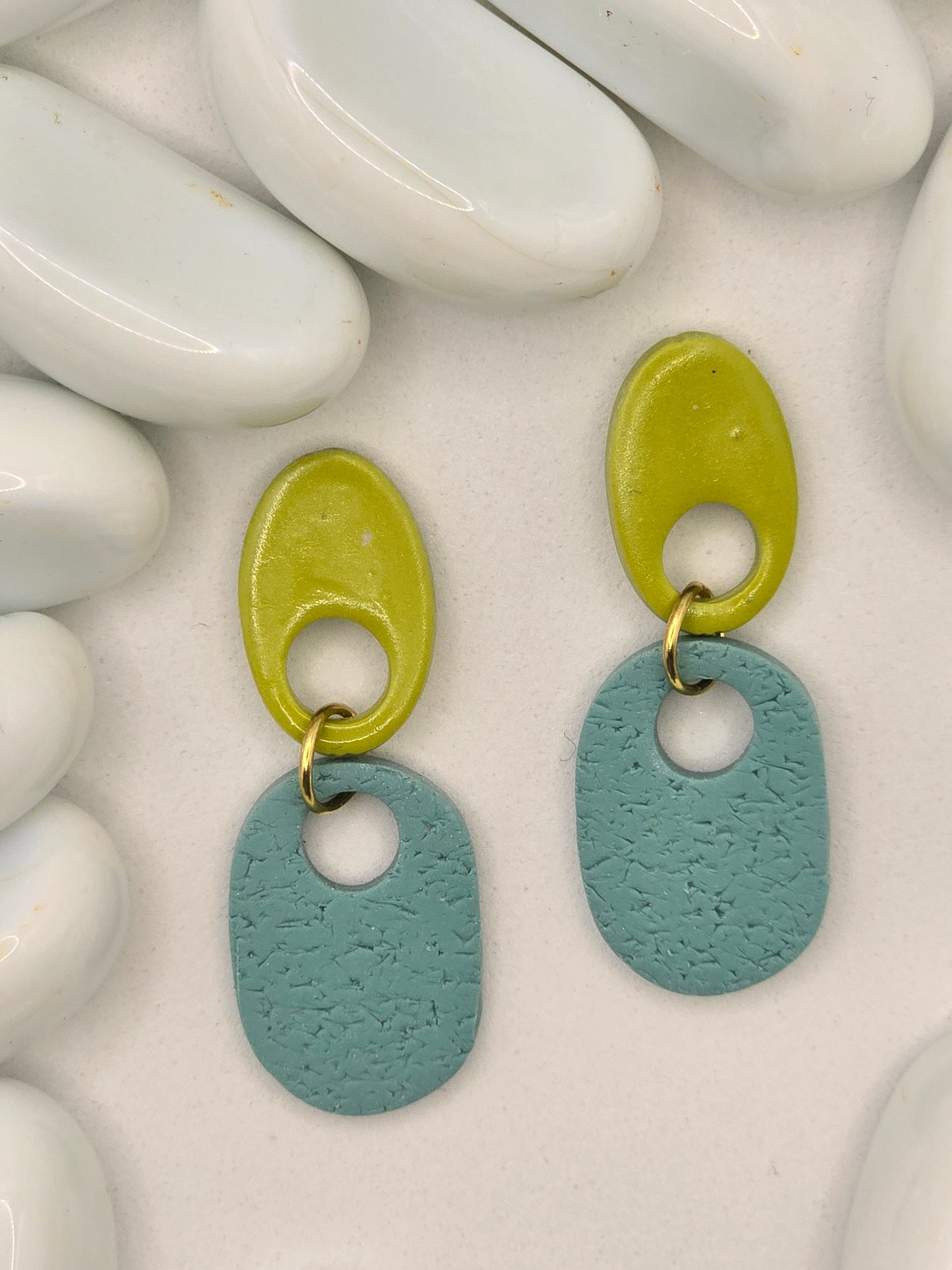Oval Duet Drop Earrings (various Colours)