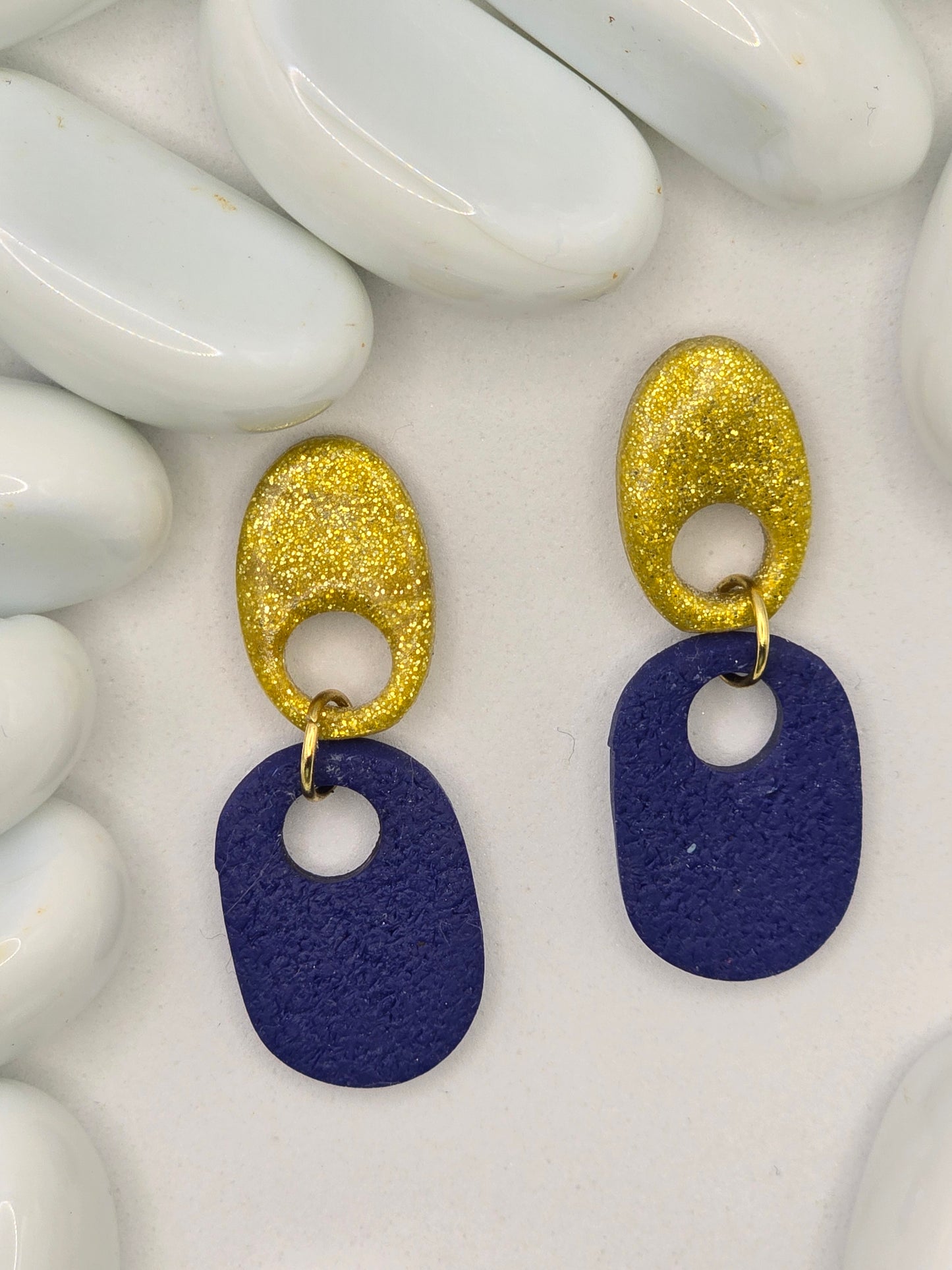Oval Duet Drop Earrings (various Colours)