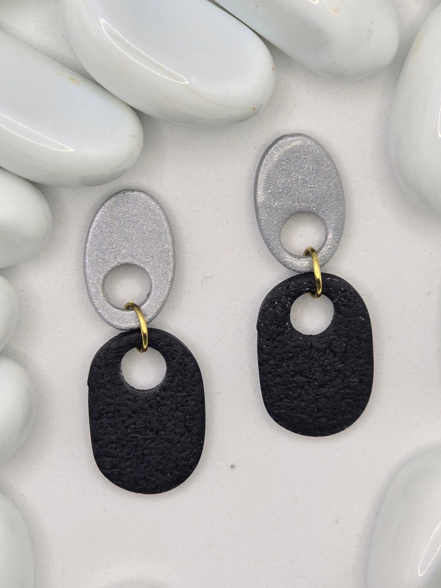 Oval Duet Drop Earrings (various Colours)