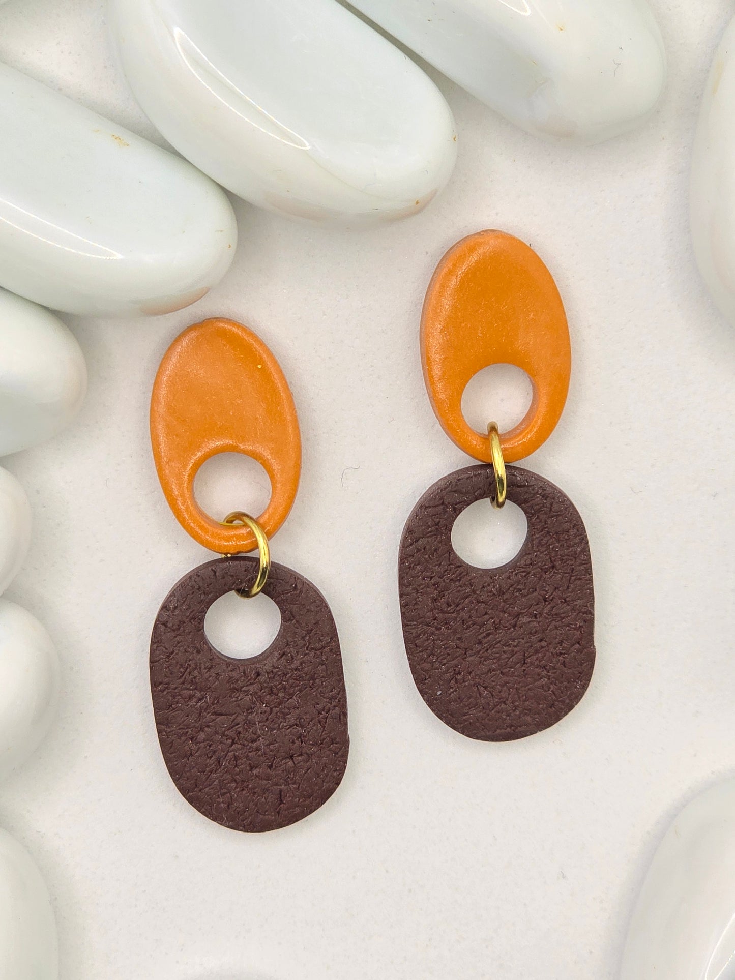 Oval Duet Drop Earrings (various Colours)
