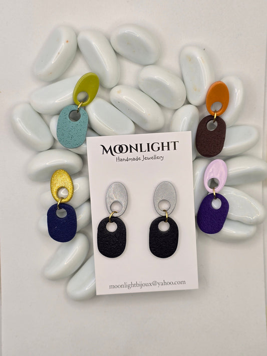 Oval Duet Drop Earrings (various Colours)