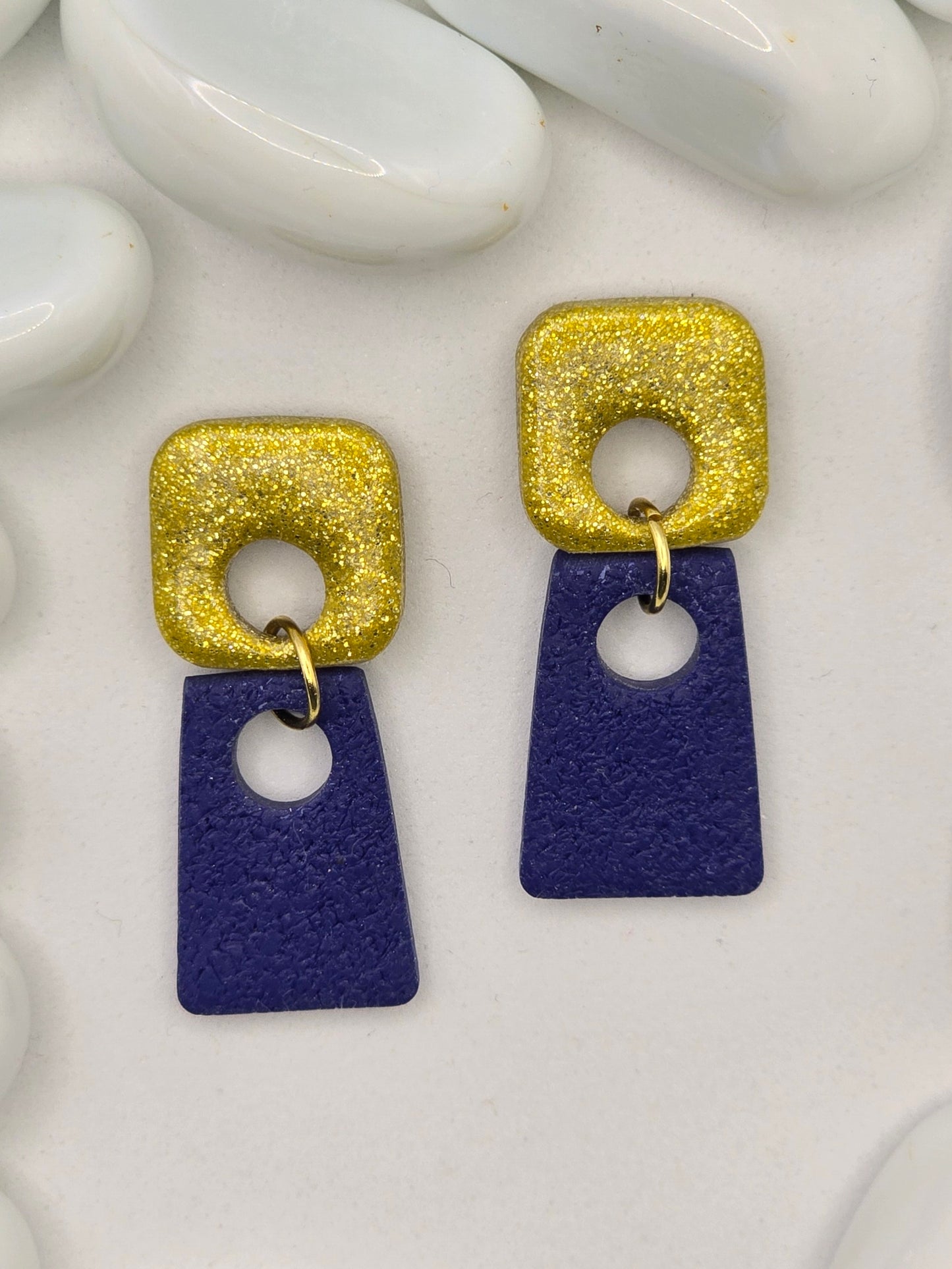 Square Duet Drop Earrings (various Colours)