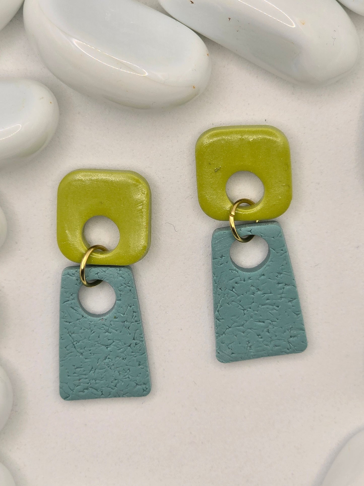 Square Duet Drop Earrings (various Colours)